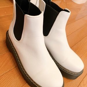 White platform booties
